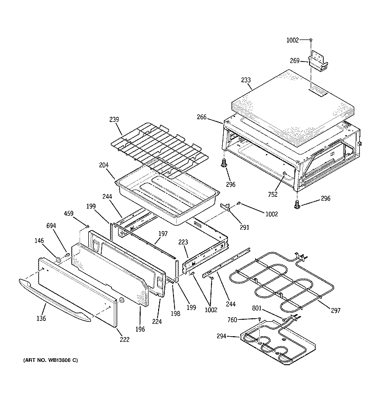 WARMING DRAWER Diagram and Parts List for JCB968BK3BB  General Electric Range