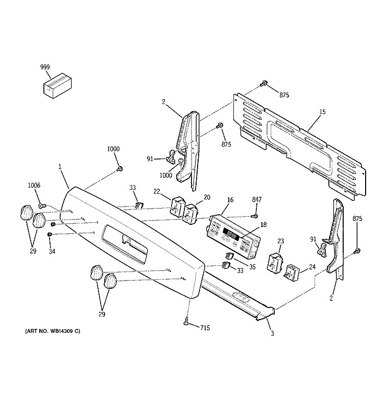CONTROL PANEL Diagram and Parts List for EER2002M02BS  General Electric Range