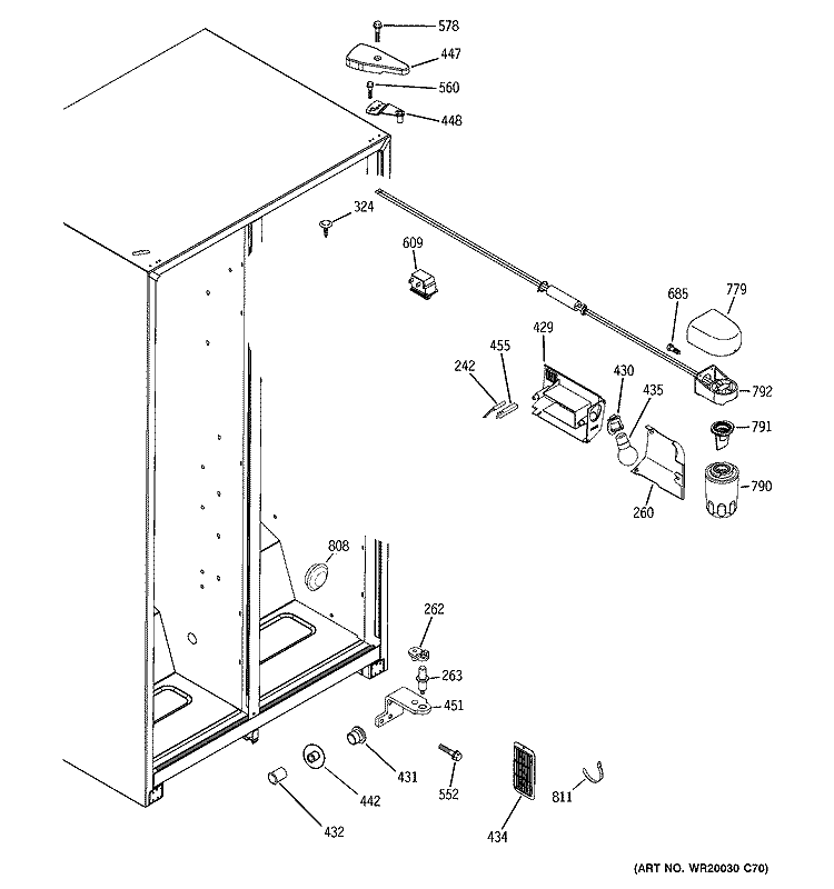 FRESH FOOD SECTION Diagram and Parts List for HSM25GFTESA  Hotpoint Refrigerator