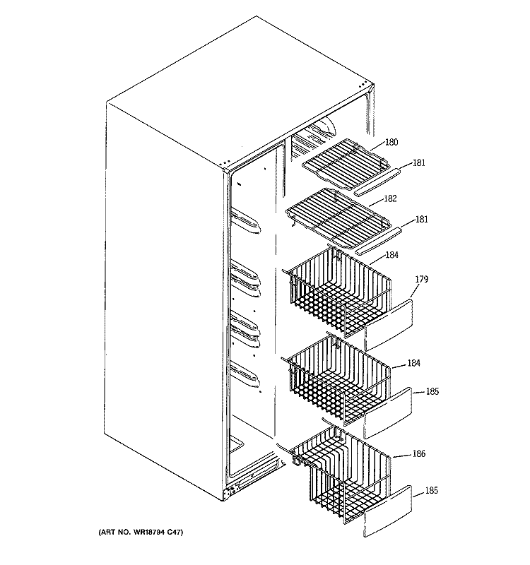 FREEZER SHELVES Diagram and Parts List for HSK29MGWACCC  Hotpoint Refrigerator