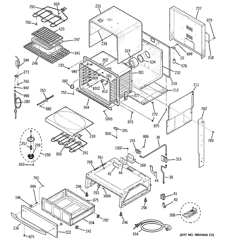 BODY PARTS Diagram and Parts List for PGS908SEM1SS  General Electric Range