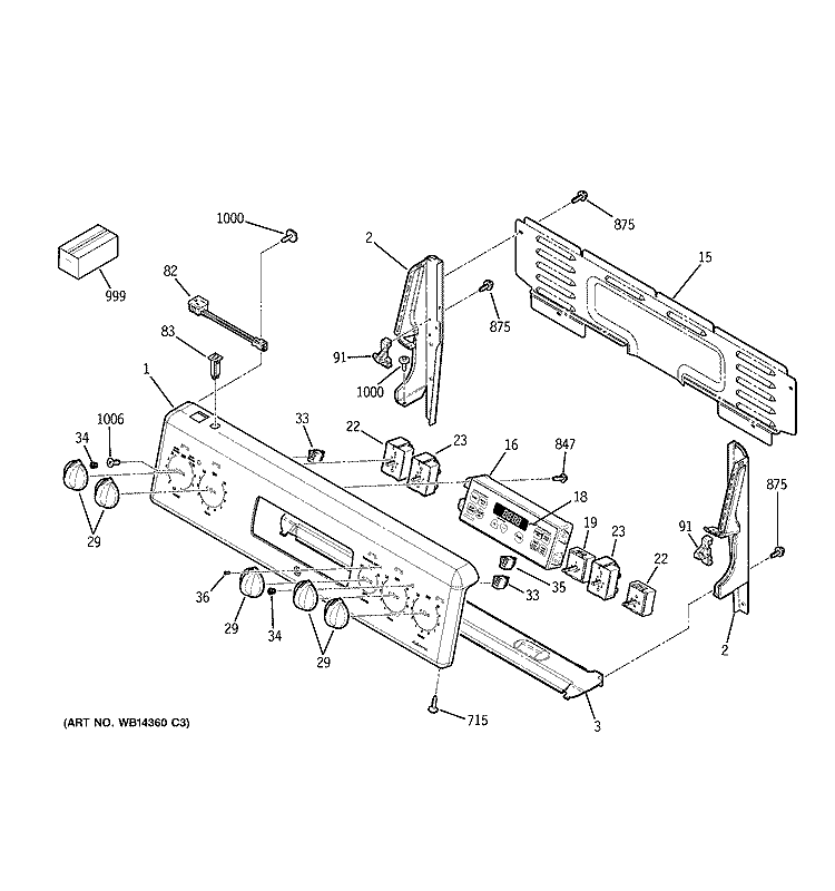 CONTROL PANEL Diagram and Parts List for JCB710SM2SS  General Electric Range