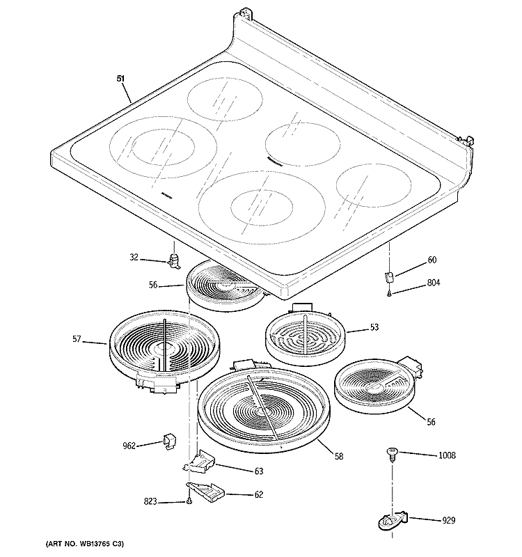 COOKTOP Diagram and Parts List for JCB710SM2SS  General Electric Range