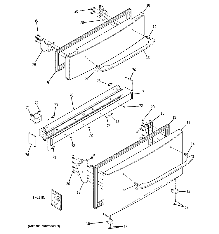 FREEZER DOORS Diagram and Parts List for PGSS5PJXASS  General Electric Refrigerator