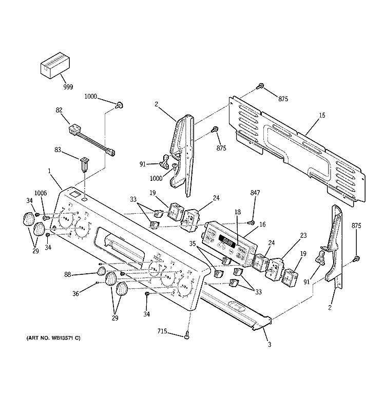 CONTROL PANEL Diagram and Parts List for ECBP82WL1WW  General Electric Range