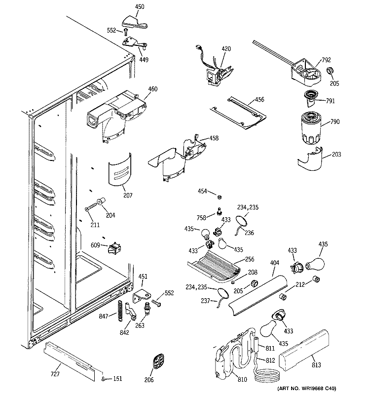 FRESH FOOD SECTION Diagram and Parts List for GCE23LGTAFSS  General Electric Refrigerator
