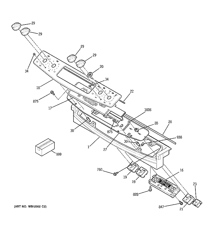 CONTROL PANEL Diagram and Parts List for JD900WK3WW  General Electric Range