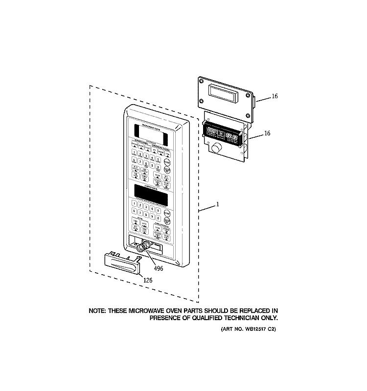 CONTROL PANEL Diagram and Parts List for JKP86BF4BB  General Electric Microwave Oven Combo