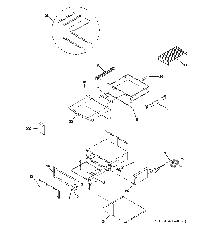 WARMING DRAWER Diagram and Parts List for PKD915BM1BB  General Electric Warming Drawer
