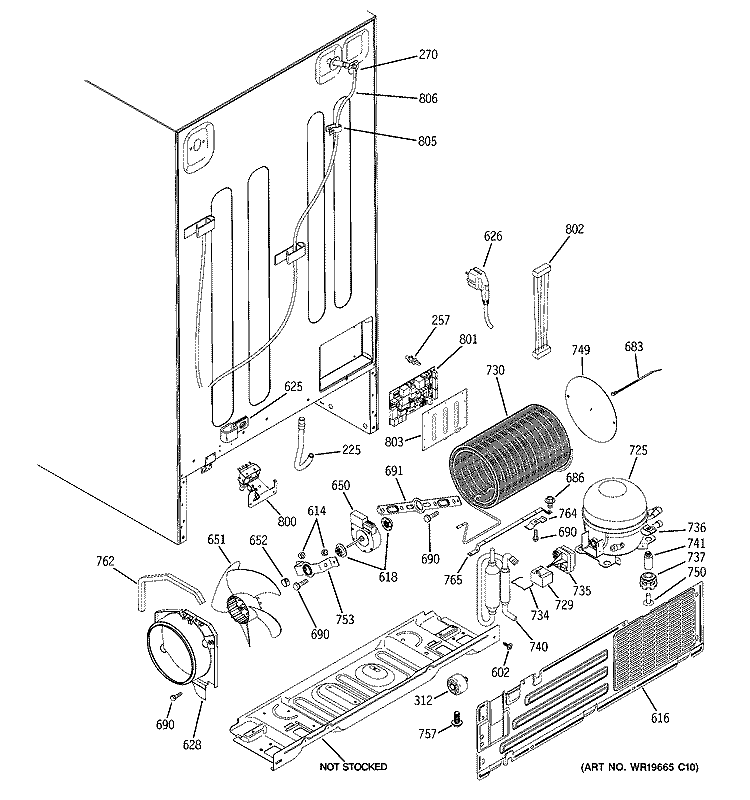 SEALED SYSTEM & MOTHER BOARD Diagram and Parts List for PSS23LGSAWW  General Electric Refrigerator