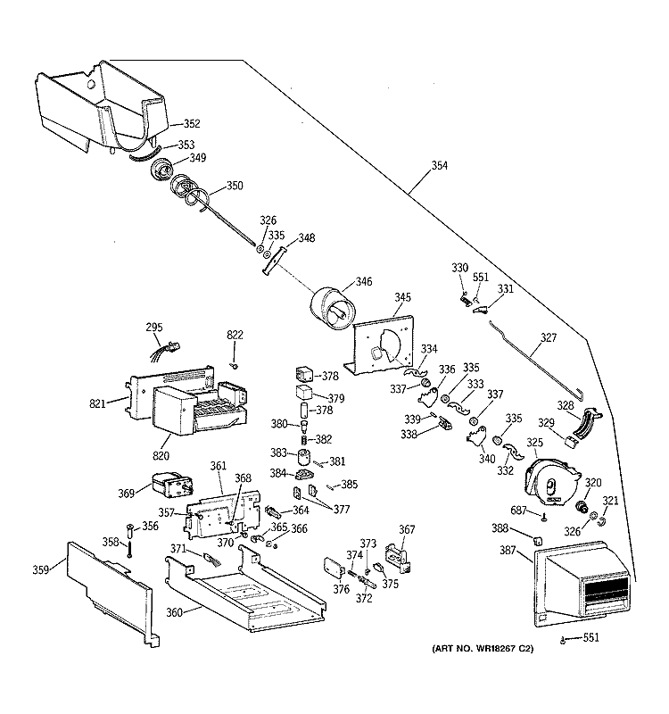 ICE BUCKET Diagram and Parts List for TBX22PRBMLAA  General Electric Refrigerator