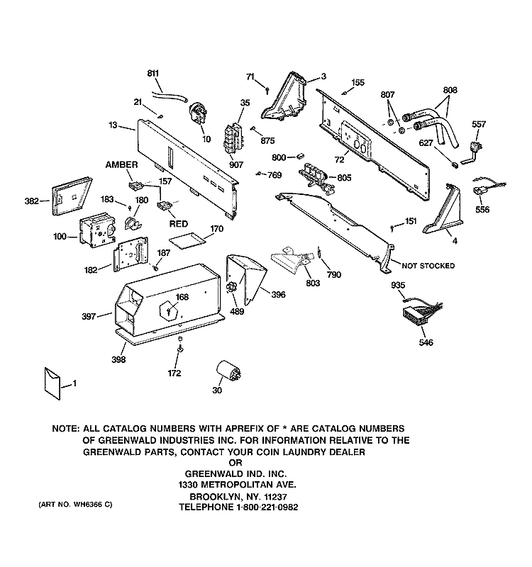 CONTROLS & BACKSPLASH Diagram and Parts List for WCCB1030H4WC  General Electric Washer