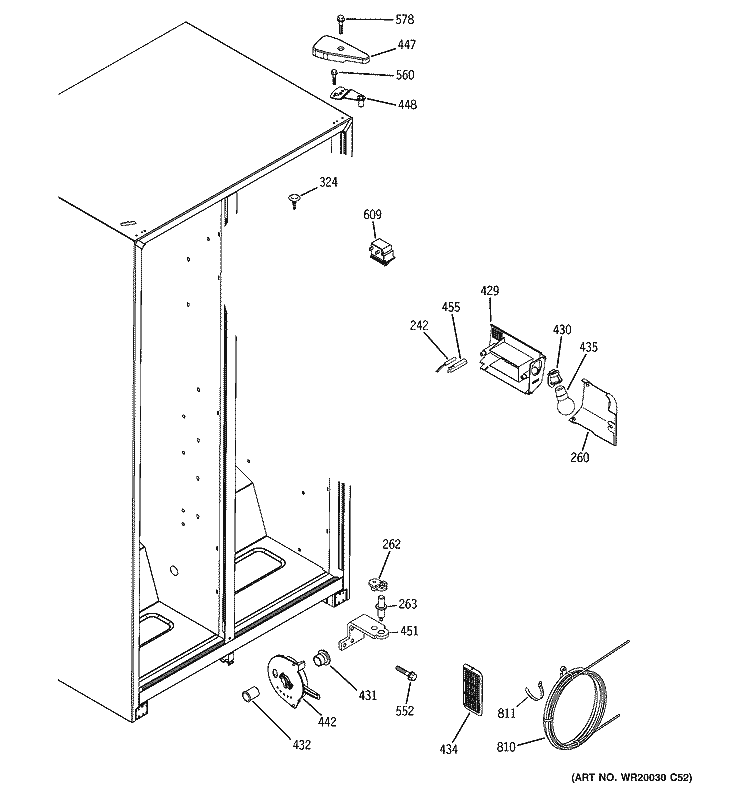 FRESH FOOD SECTION Diagram and Parts List for GSS20GEWECC  General Electric Refrigerator