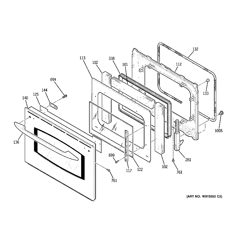 DOOR Diagram and Parts List for JCS968SK4SS  General Electric Range