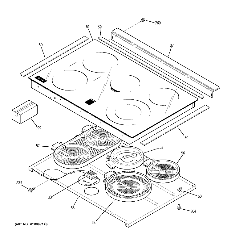 COOKTOP Diagram and Parts List for JS905TK3WW  General Electric Range
