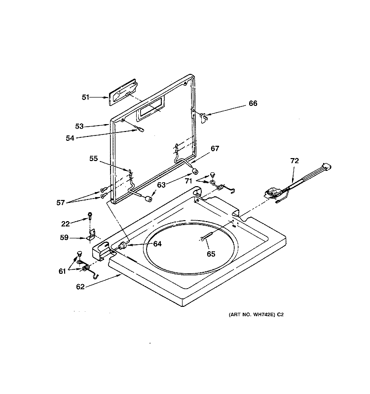 LID PARTS Diagram and Parts List for WSM2480TAAAA  General Electric Washer Dryer Combo