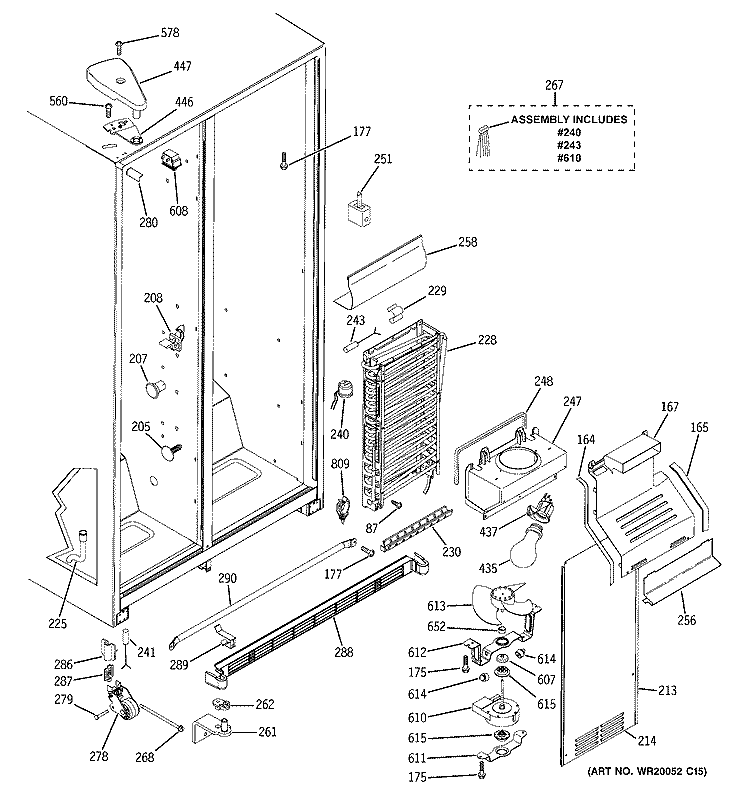 FREEZER SECTION Diagram and Parts List for GSH22JFTCCC  General Electric Refrigerator