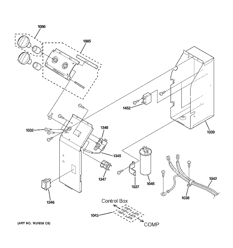 CONTROL PARTS Diagram and Parts List for AJCS06LCBM1  General Electric Air Conditioner