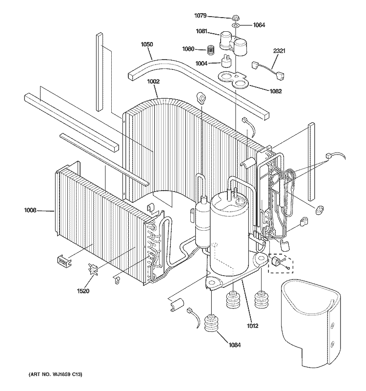 SEALED SYSTEM & COMPONENTS Diagram and Parts List for AJCS06LCBM1  General Electric Air Conditioner