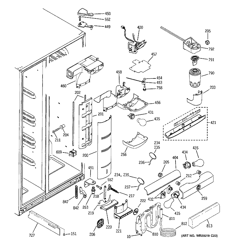 FRESH FOOD SECTION Diagram and Parts List for PSK25NGWACCC  General Electric Refrigerator
