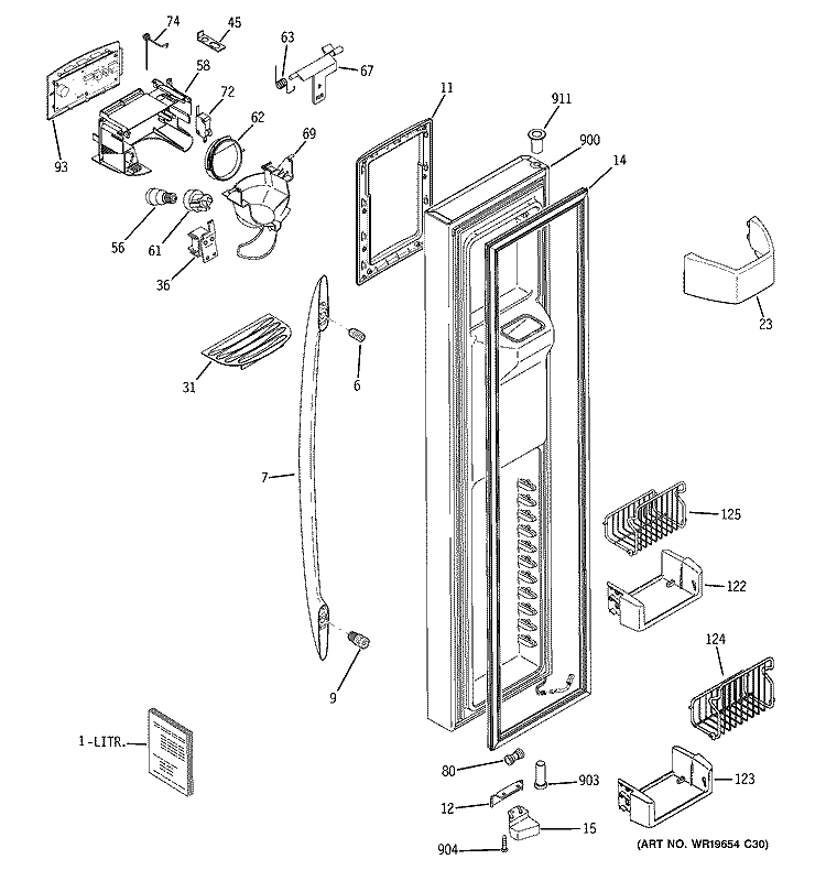 FREEZER DOOR Diagram and Parts List for PSK27SGWACSS  General Electric Refrigerator