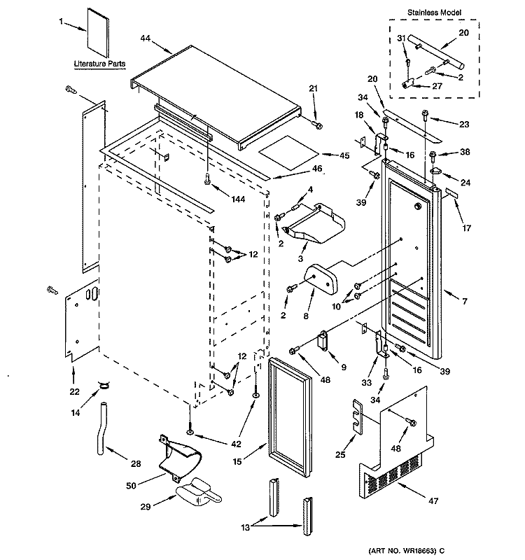 CABINET, LINER & DOOR PARTS Diagram and Parts List for ZDI15CBBB  General Electric Ice Maker