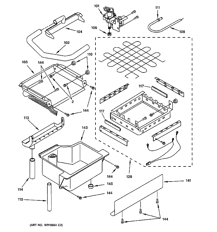 EVAPORATOR, ICE CUTTER GRID & WATER PARTS Diagram and Parts List for ZDI15CBBB  General Electric Ice Maker