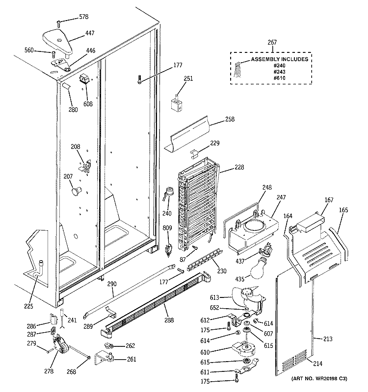 FREEZER SECTION Diagram and Parts List for ESH25JSWDSS  General Electric Refrigerator
