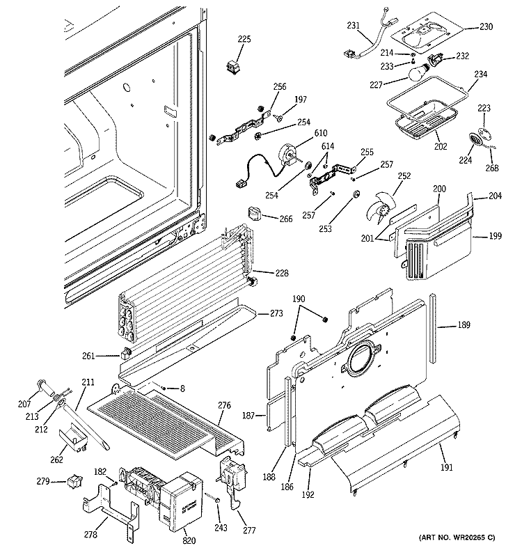 FREEZER SECTION Diagram and Parts List for PGCS1PJXASS  General Electric Refrigerator
