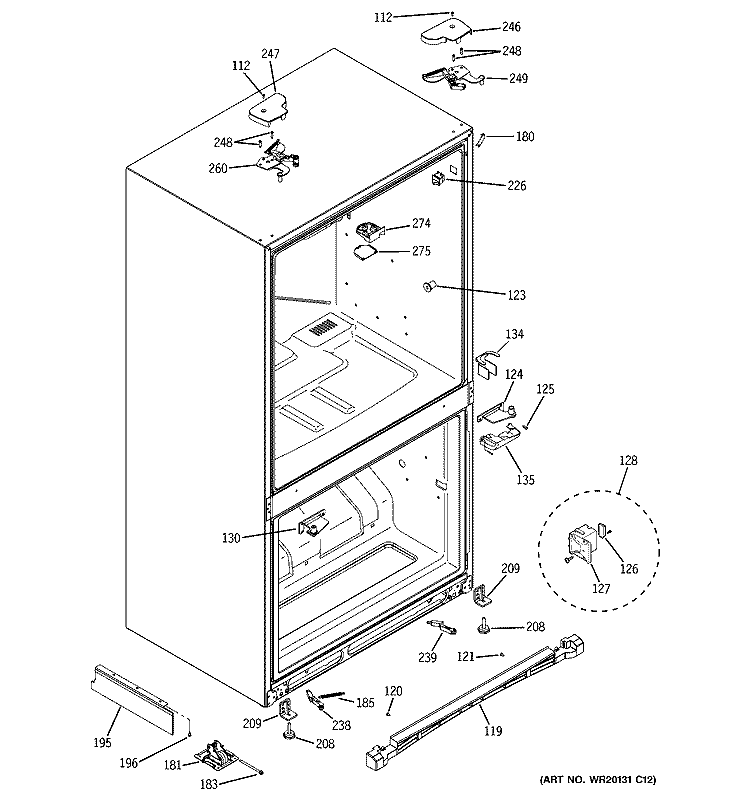 CASE PARTS Diagram and Parts List for PGCS1PJXASS  General Electric Refrigerator