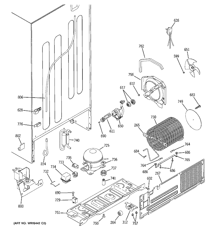 UNIT PARTS Diagram and Parts List for GTL22JCPARBS  General Electric Refrigerator