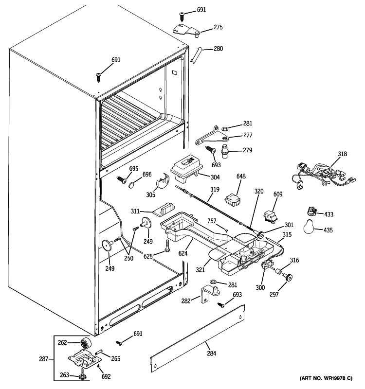 FRESH FOOD SECTION Diagram and Parts List for GTS18IBSWRCC  General Electric Refrigerator