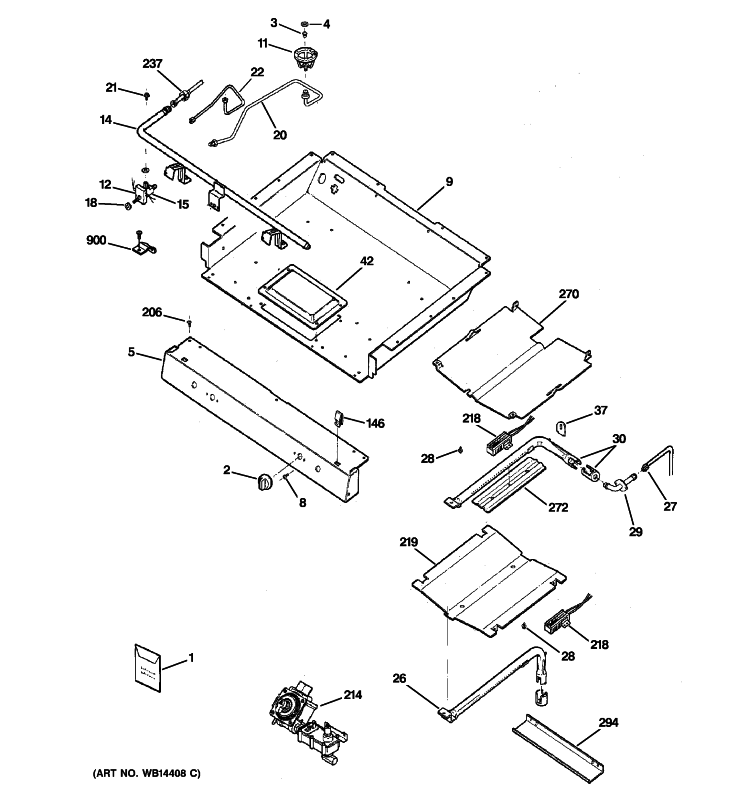 GAS & BURNER PARTS Diagram and Parts List for JGBP28WEK4WW  General Electric Range