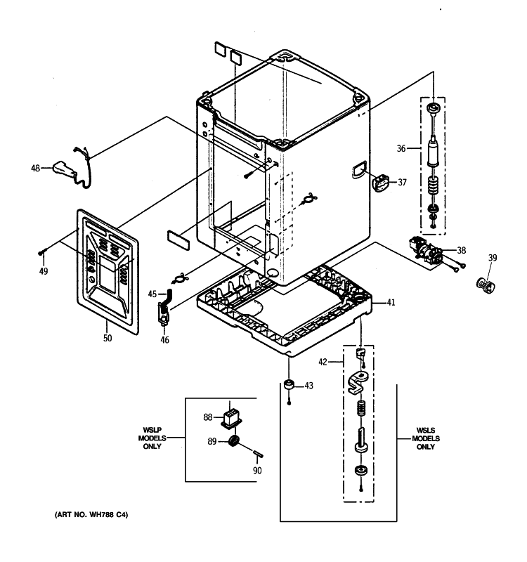 CABINET & BASE Diagram and Parts List for WSLP1100D0WW  General Electric Washer