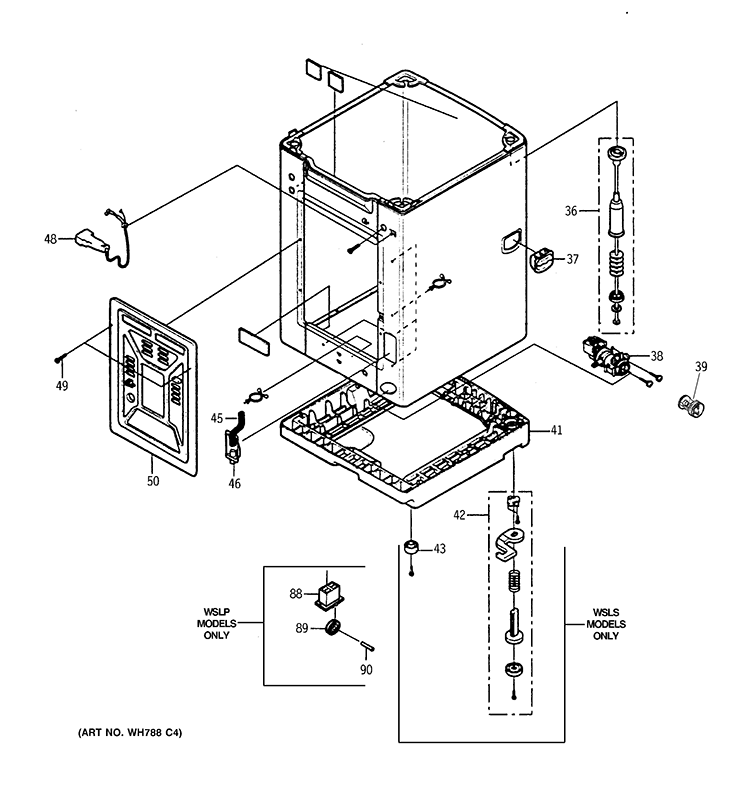 CABINET & BASE Diagram and Parts List for WSLS1100A0WW  General Electric Washer