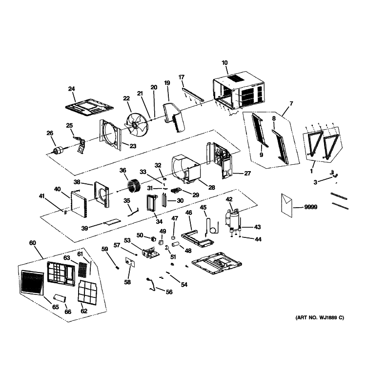 ROOM AIR CONDITIONER Diagram and Parts List for AEV24DLH1  General Electric Air Conditioner