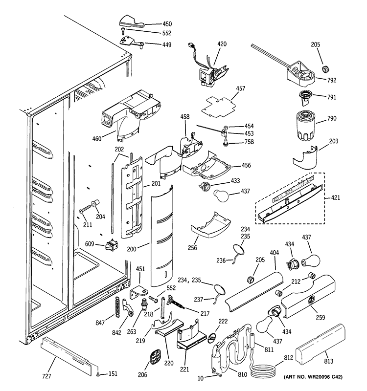 FRESH FOOD SECTION Diagram and Parts List for PSK29NHWACCC  General Electric Refrigerator