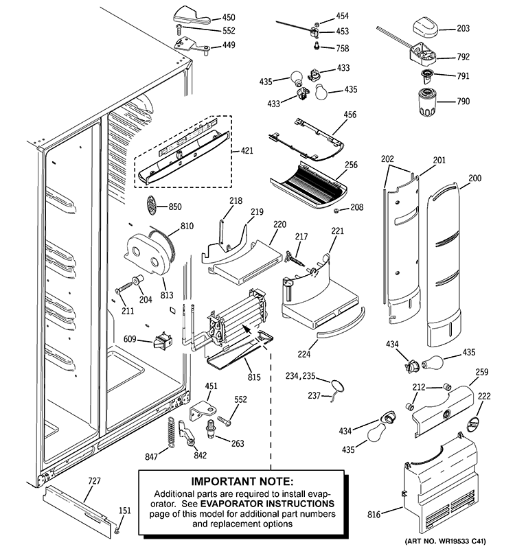 FRESH FOOD SECTION Diagram and Parts List for PSW26PSTBSS  General Electric Refrigerator