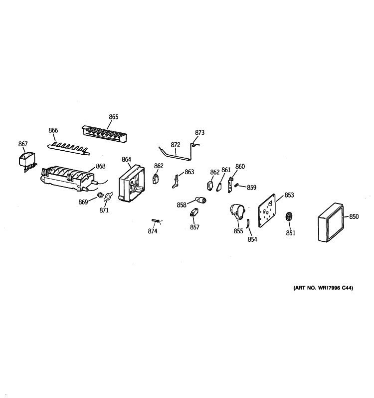 ICE MAKER Diagram and Parts List for HTM18GCSARSA  Hotpoint Refrigerator
