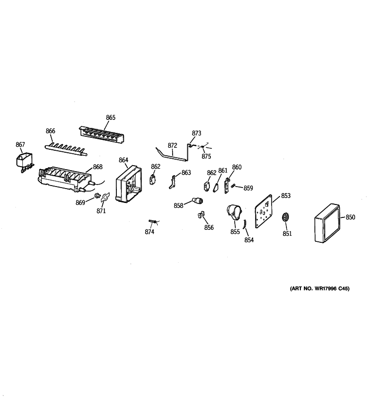 ICE MAKER Diagram and Parts List for HTS16BCSELWW  Hotpoint Refrigerator