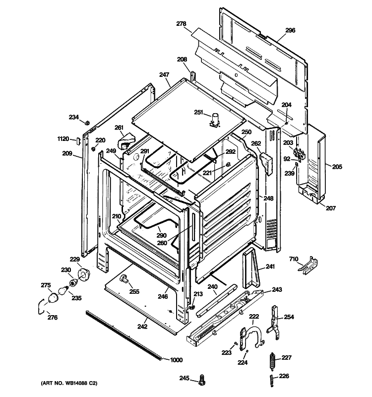BODY PARTS Diagram and Parts List for JBS03BM1WH  General Electric Range