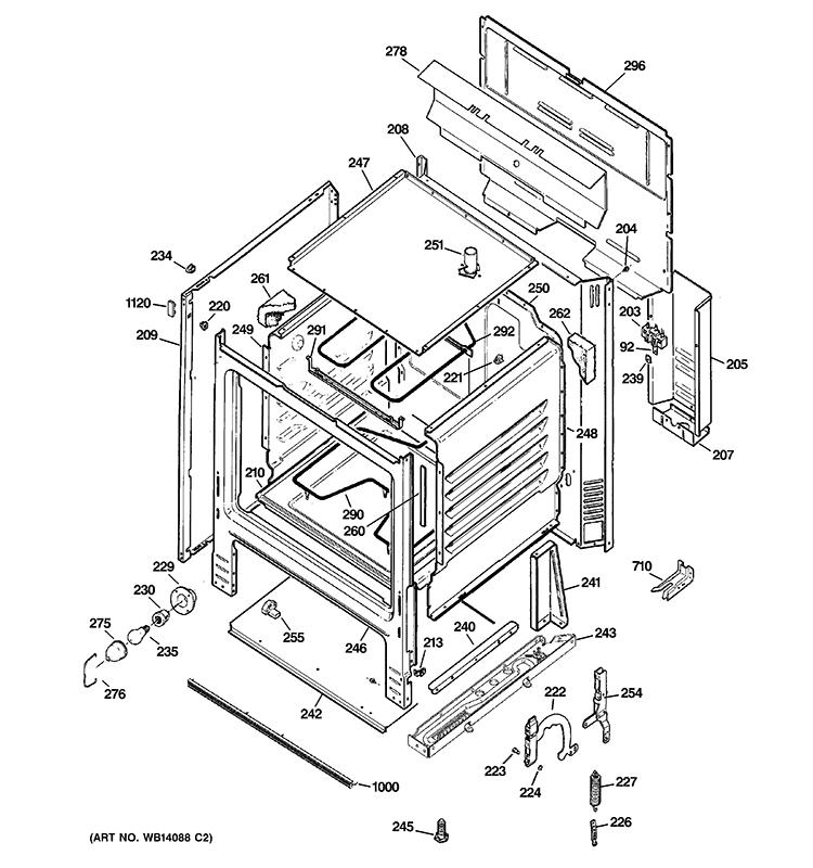 BODY PARTS Diagram and Parts List for JBS03M1WH  General Electric Range