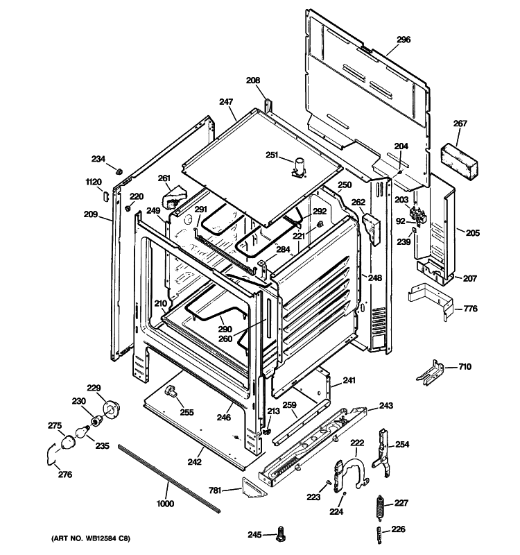 BODY PARTS Diagram and Parts List for JBS15M1BB  General Electric Range