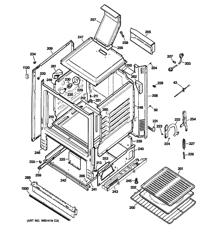 BODY PARTS Diagram and Parts List for JGBS80SEM1SS  General Electric Range