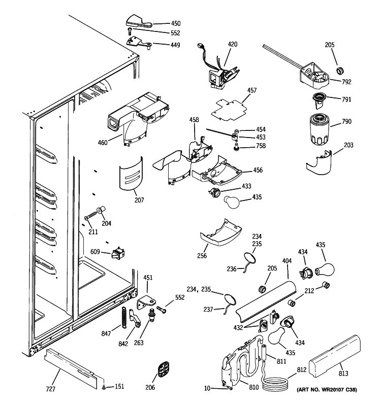FRESH FOOD SECTION Diagram and Parts List for GCE23LHWAFSS  General Electric Refrigerator