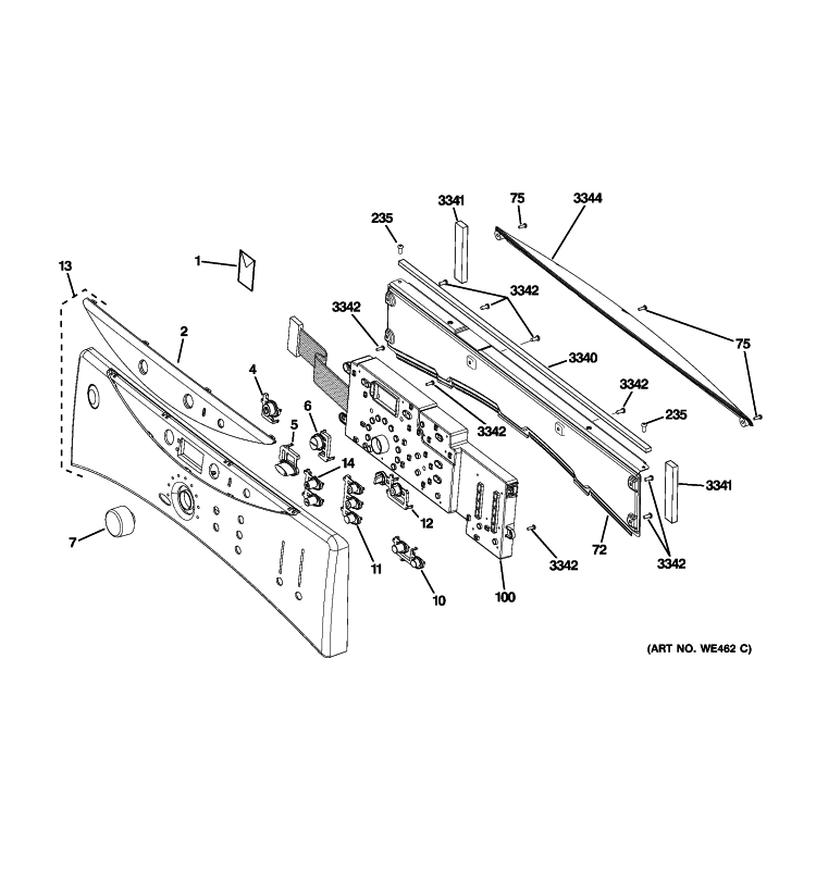 CONTROLS & BACKSPLASH Diagram and Parts List for DCVH515EF3WW  General Electric Dryer