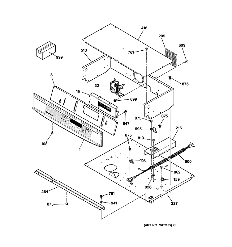CONTROL PANEL Diagram and Parts List for JT910CA2CC  General Electric Wall Oven