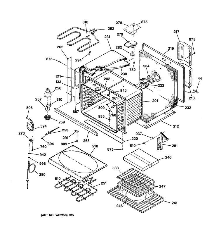 BODY PARTS Diagram and Parts List for JT910CA2CC  General Electric Wall Oven