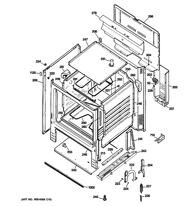 BODY PARTS Diagram and Parts List for RB525BH4WH  Hotpoint Range