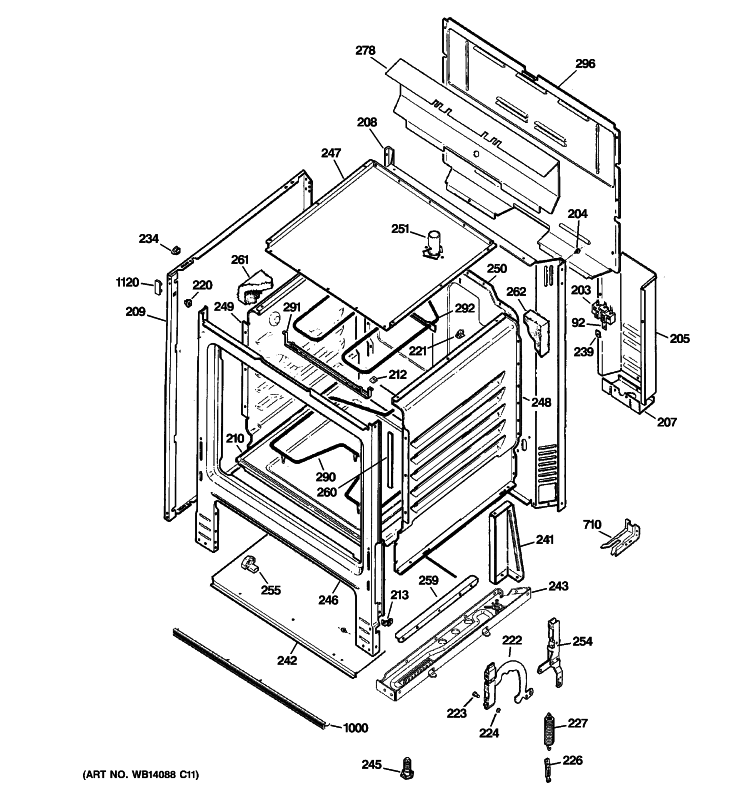 BODY PARTS Diagram and Parts List for RB525H3CT  Hotpoint Range